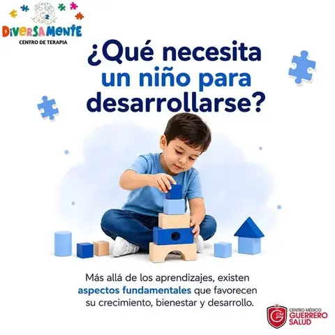 Publicación «¿Qué necesita un niño para desarrollarse?»: un niño arma una torre de bloques; más allá de los aprendizajes, existen aspectos fundamentales que favorecen su crecimiento, bienestar y desarrollo.
