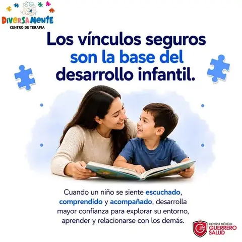Publicación «Los vínculos seguros son la base del desarrollo infantil»: una mujer y un niño leen un cuento juntos; cuando un niño se siente escuchado, comprendido y acompañado, desarrolla mayor confianza para explorar su entorno, aprender y relacionarse con los demás.